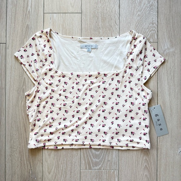 NWT Gaze Square Neck Floral Blouse in Ivory Women’s Size XL - Picture 1 of 8